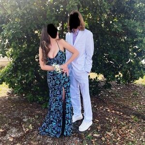 Luxurious Black Purple and Blue Sequin Formal Gown - Prom Dress - size 5